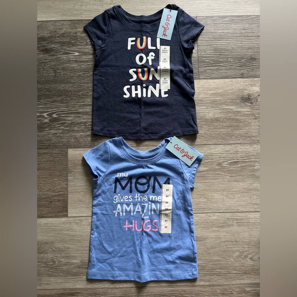 2 NWT Cat and Jack 2T Girl Tshirts Lot